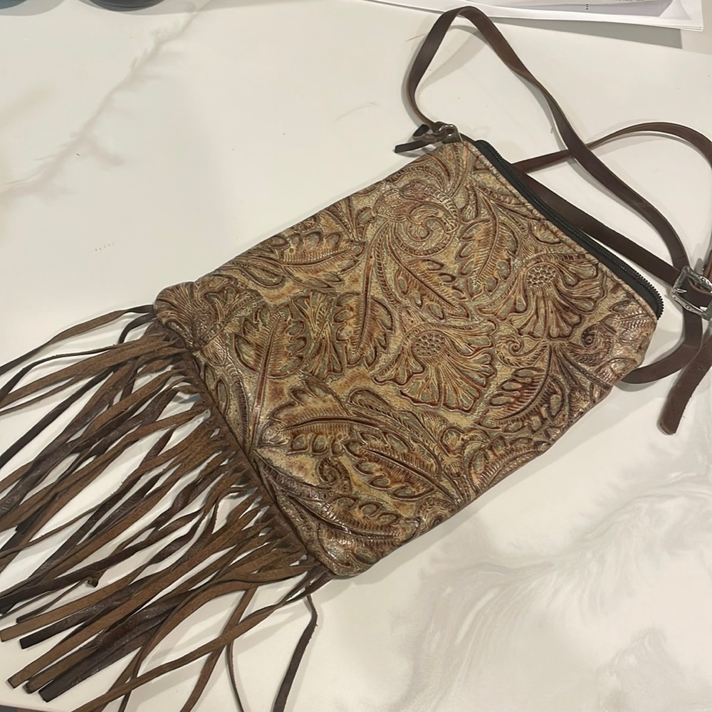 Diamond A Leather Fringe Purse